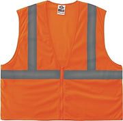 Ergodyne GloWear Hi-Vis Safety Vest - Type R, Class 2, Orange, Mesh, Zipper, Regular Fit, Adult, Unisex, Safety Vest
