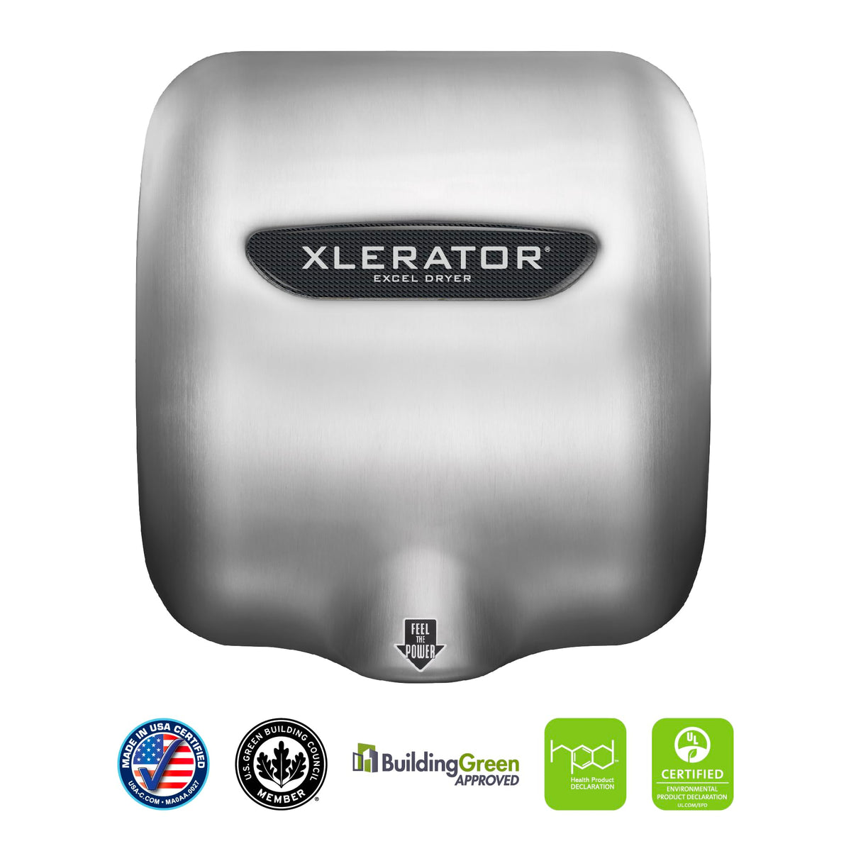 XLERATOR 7 amps; 208 volts / Standard Nozzle / Brushed Stainless Steel Bath