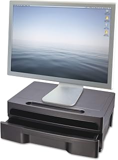 Officemate 2200 Series Monitor Stand with Drawer, Black (22502) PC, Personal Computer