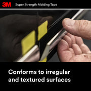 Super Strength Molding Tape by 3M – 1/2 Inch x 15 Ft, 4 Rolls, VHB, Black, Pack of 3, Model 3614
