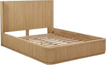 Best Master Furniture Quintet 84" Long Modern Fluted Platform California King Bed Frame - Light Oak