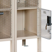 Global Industrial 6-Tier 18 Door Clear View Locker – Digital Lock, 36" Wx15 Dx78 H, Tan, Assembled