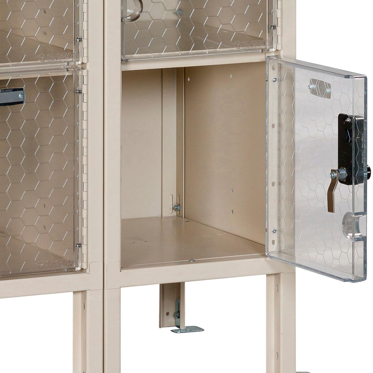 Global Industrial 6-Tier 18 Door Clear View Locker – Digital Lock, 36" Wx15 Dx78 H, Tan, Assembled