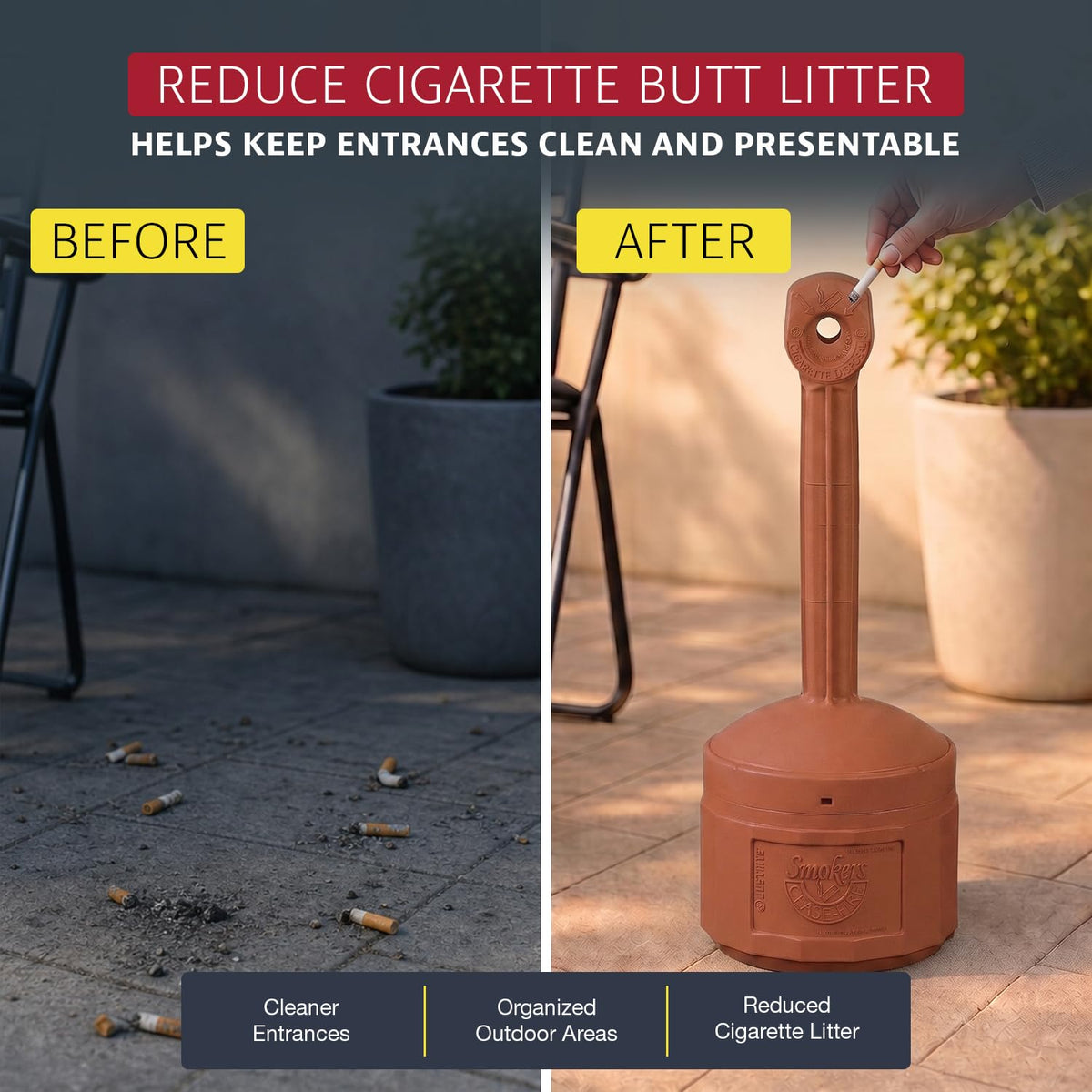 Justrite Terracotta / 4 Gallon / Cease-Fire Smoking Receptacles