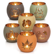 Ysnn Fall Candle Holders, Set of 6, Frosted Glass