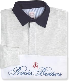 Brooks Brothers Mens Regular Fit Chest Stripe Oxford Collar Rugby Polo Shirt,