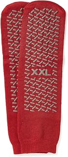Medline Unisex Risk Alert Fall Prevention Double-Tread Patient Slippers, Red, Size 2XL, 48 Pairs per Case, 2X-Large women