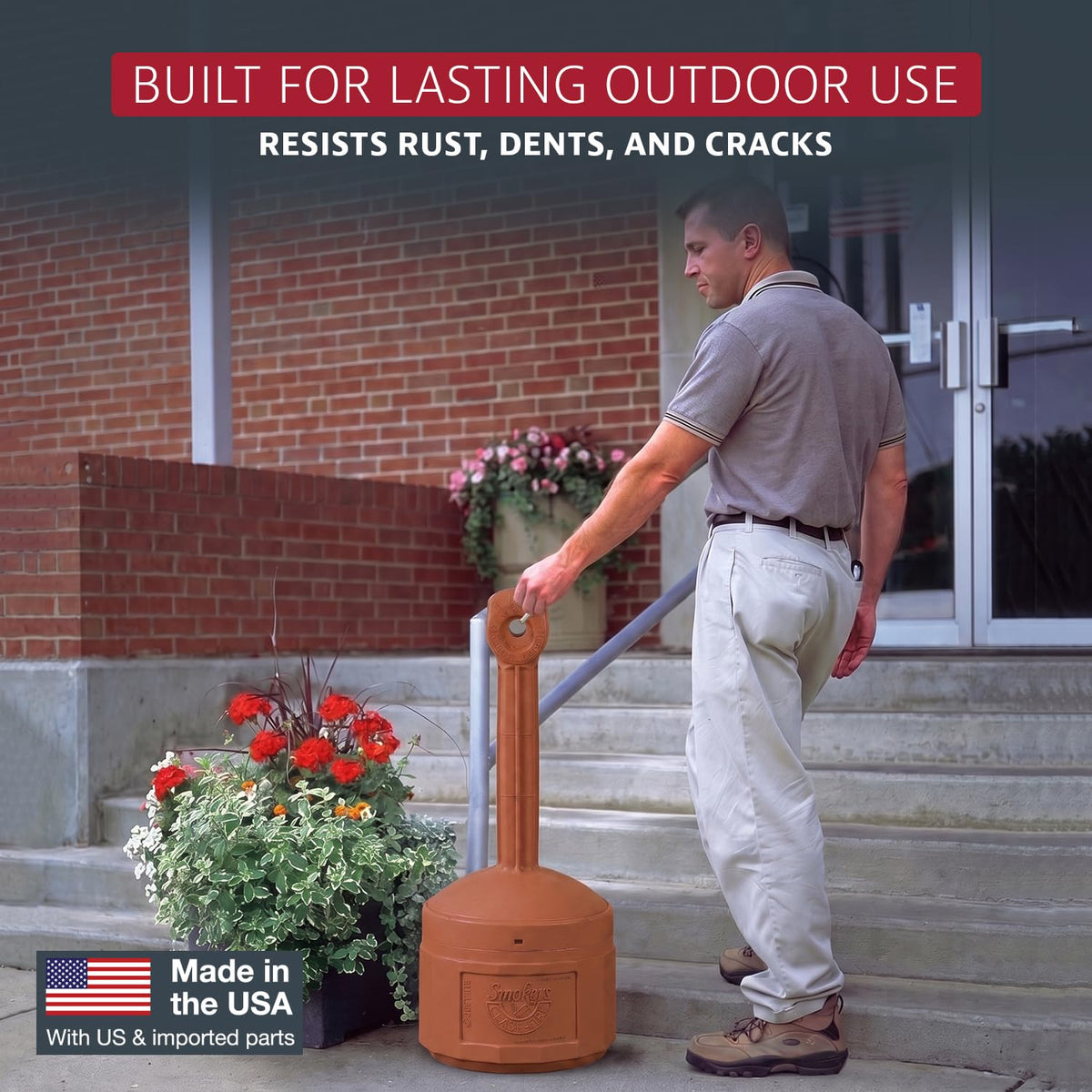Justrite Terracotta / 4 Gallon / Cease-Fire Smoking Receptacles