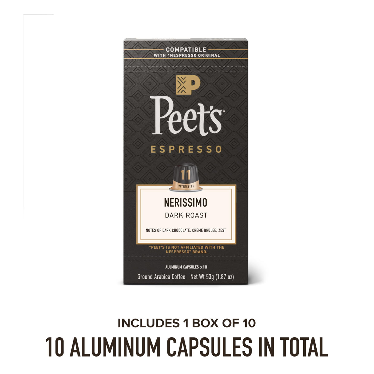 Peet's Coffee Nerissimo (Intensity 11) / 10 Count (Pack of 1) / Nerissimo Single-Serve Capsules & Pods