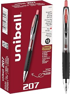 uni-ballreg; 33952 - SIGNO GEL 207 ROLLER BALL RETRACTABLE GEL PEN, RED INK, MEDIUM, DOZEN