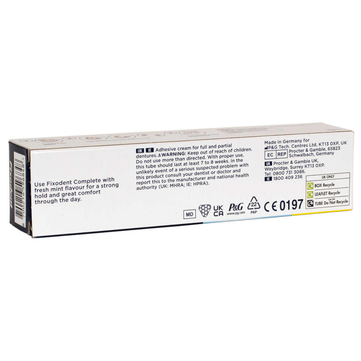 Complete denture adhesive by Fixodent – 70 g, Polyvinyl Acetate (PVA), Blue, Model 8700216596848