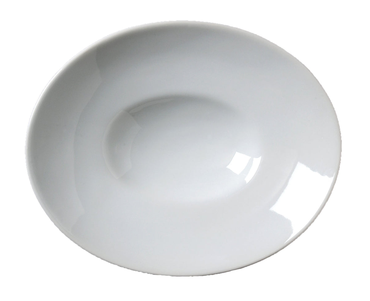Signature Rimmed Oval Bowl (4 oz. in Well) by Vertex China – Porcelain, Porcelain White, Pack of 24, Model ARG-OB26