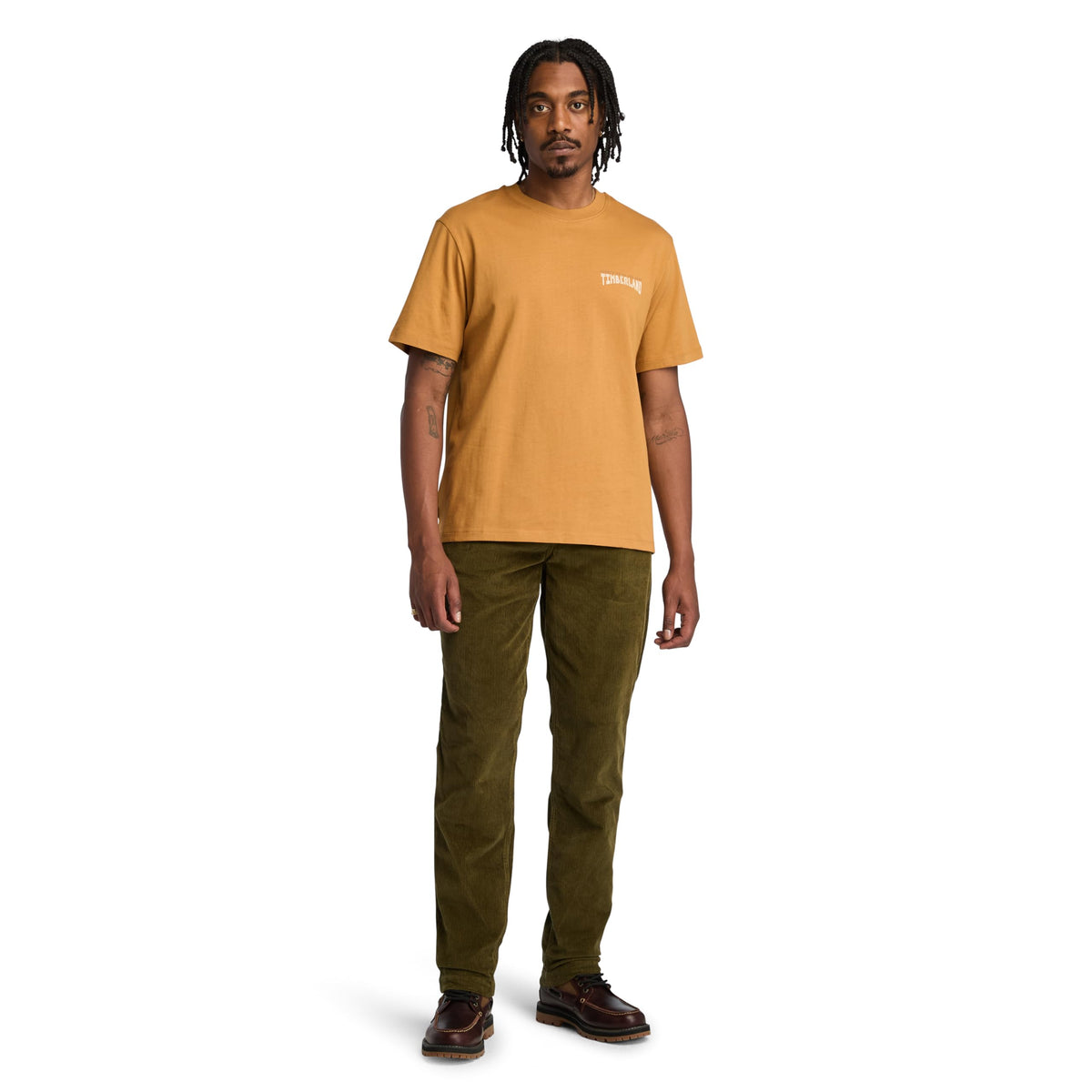 Men's Work Inspired Back Graphic Short Sleeve Tee by Timberland – Cotton, Wheat Boot