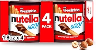 Nutella & GO! Chocolate Hazelnut Spread with Cocoa + Breadsticks, 4 Snack Packs, 1.8 oz Each