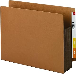 SMEAD End Tab Pocket, Reinforced Straight-Cut Tab, 3-1/2" Expansion, Extra Wide Letter Size, Redrope with Dark Brown Gusset, 10 per Box (73681) (Pack of 5)