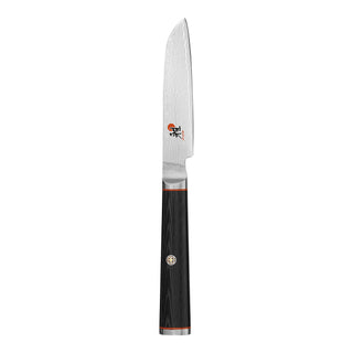 Kaizen 3.5-inch Straight Paring Knife by MIYABI – 3.5", Stainless Steel, Black with Red Accent, Model 34181-093