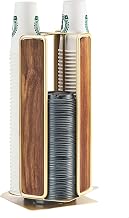 Cal-Mil 3709-46 Mid-Century Revolving Cup and Lid Dispenser, 18" Height, 8.25" Width, 8.25" Length, Brass