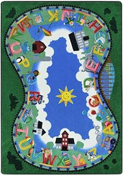 Joy Carpets Alphabet Railway 10'9" x 13'2" Area Rug in Color Multi