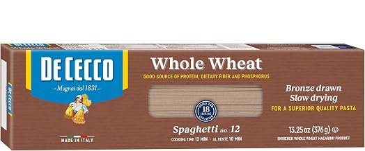 De Cecco Whole Wheat Pasta, Spaghetti, 13.25 Ounce (Pack of 12),VIP0012