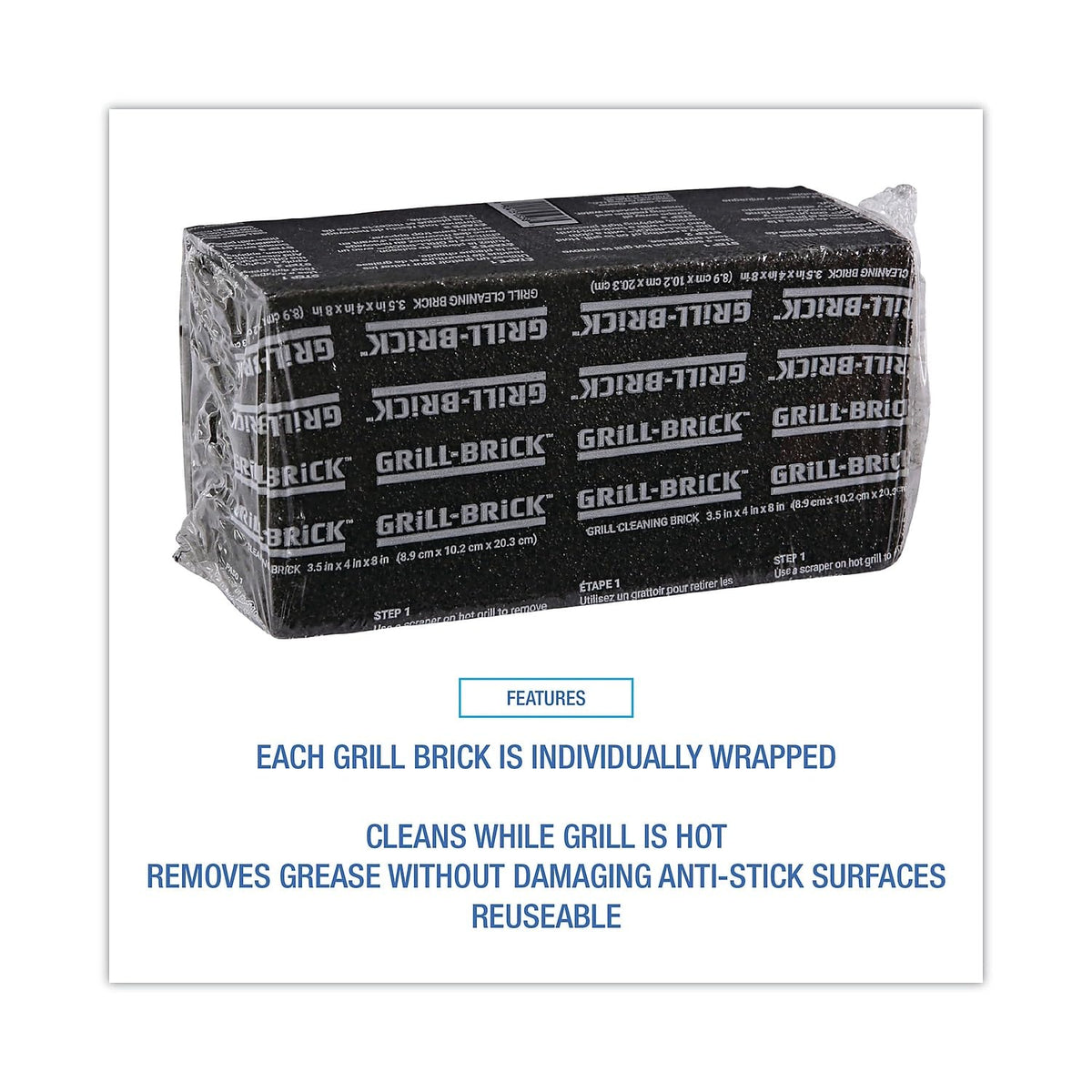 3M Grill-Brick Grill Cleaner GB12 – 12 Pack, 3.5 in x 4 in x 8 in