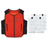 Chill-Its 6260 Lightweight Phase Change Cooling Vest with Rechargeable Packs by Ergodyne – Small-Medium, Polyester, Orange, Model 12009