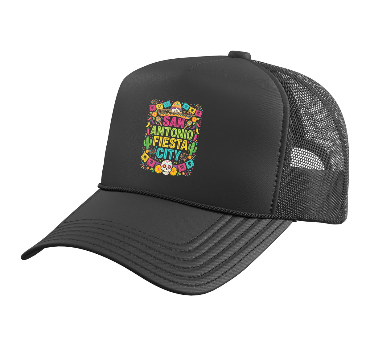 San Antonio Fiesta City Fiesta San Antonio Cinco de Mayo Trucker Hat with Adjustable Mesh Back by San Antonio City Fiesta Cinco de Mayo Mexican – Polyester, Black
