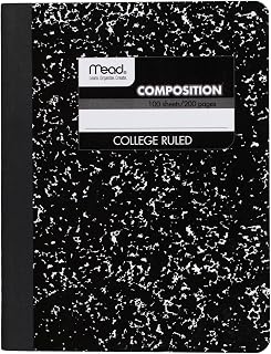 Mead Composition Notebook, College Ruled Paper, 7-1/2" x 9-3/4", 100 Sheets, Black Marble (09932)