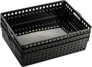 Officemate Nested Letter Size Storage Baskets, 13.25"W x 9.625"D x 3"H, Comes in 3 Pack, Black (26307)