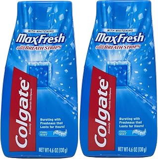 Colgate Max Fresh Liquid Toothpaste with Mini Breath Strips, Cool Mint, 4.6 oz (Packaging May Vary) (Pack of 2)