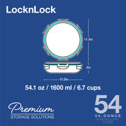 LocknLock Glass Pie Dish with Lid, 9.5 Inch Round, Clear