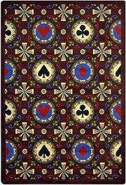 Joy Carpets Games People Play Stacked Deck Gaming Area Rug, Burgundy