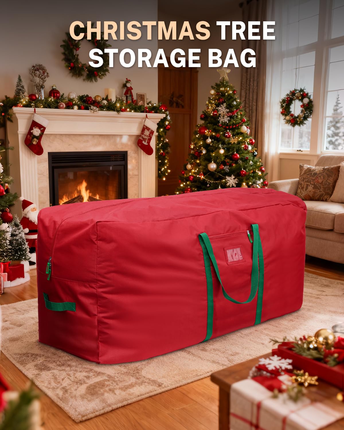 MaidMAX Artificial Tree Storage Bag, Holds 9 Foot Trees, Red