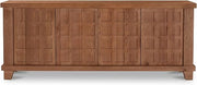 Enya Sideboard, Rectangular, Red Oak and Mango Wood, Carved Door Fronts, Push-to-Open Doors, Red Oak