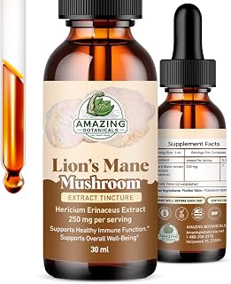 Lion’s Mane Mushroom Extract Tincture – 250mg – Dual Extracted Nootropic Supplement – Liquid Hericium Erinaceus for Focus, Memory & Brain Support, Vegan, Non-GMO, Sugar & Alcohol-Free Drops – 1oz