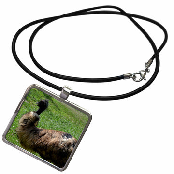 Emu Walking with Pride Necklace With Rectangle Pendant by 3dRose – Medium, Metal, White, Model ncl_54535_1