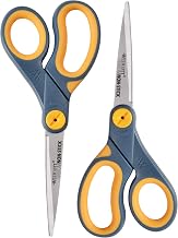 Westcott 8-Inch Non-Stick Titanium Scissors For Office and Home - Glide Adjust Technology - Grey/Yellow Craft, Fabric Scissors - 2 Pack