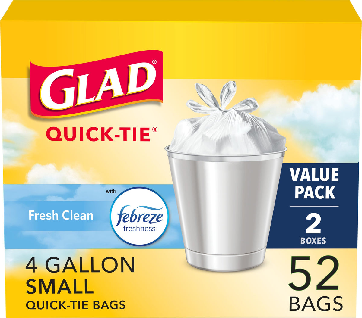 Glad 52 Count (Pack of 1) / White / 4.0 gallons Trash Bags