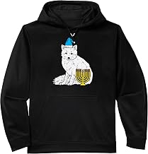 Jewish Arctic Snow Fox Menorah Hanukkah Chanukah Animal Performance Hoodie