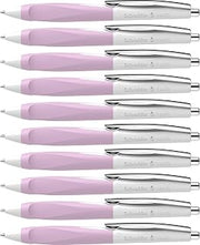 Schneider Haptify Ballpoint Pen - Pack of 10 - Blue, White Lilac | Rubberised three-surface handle, indelible, refillable, line width M, wear-resistant stainless steel tip