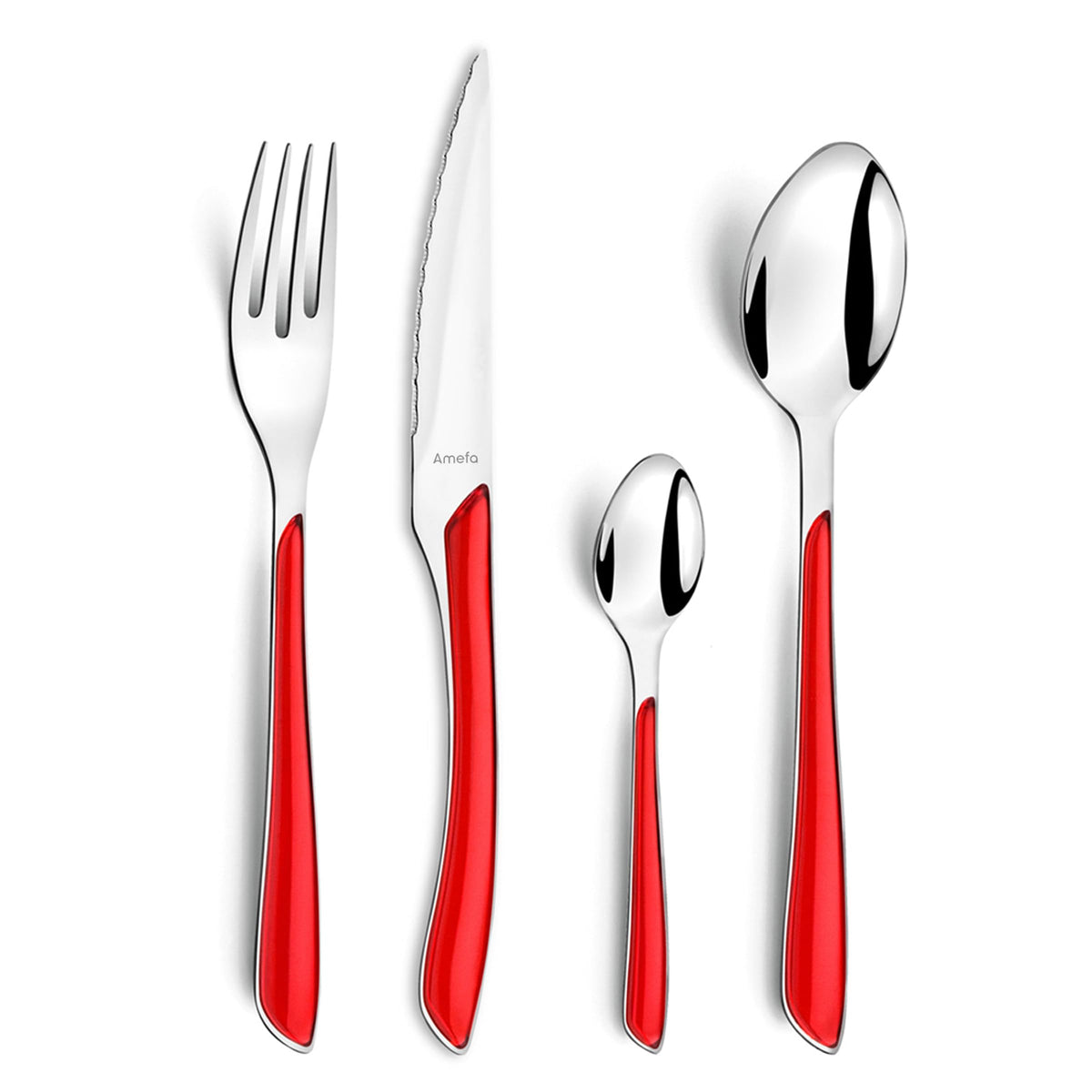 Amefa 32 Piece Cutlery Set for 8 People / Red / Modern Flatware Sets