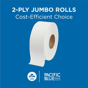 Pacific Blue Select by PRO Jumbo Jr 2-Ply High-Capacity Toilet Paper by Georgia-Pacific – 1000 Feet (Pack of 8), Paper, White, Pack of 8, Model 13728