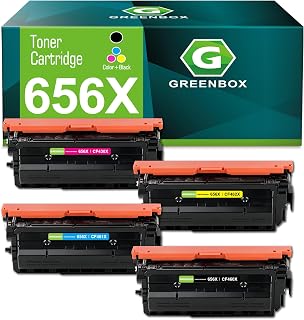 GREENBOX 656X Toner Cartridge for M652dn M652n M653dh M653x Printer, 4 Pack | CF460X CF461X CF462X CF463X Toner Cartridge, Replacement for Color Enterprise M652dn M652n M653dh M653dn M653x Printer