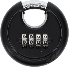 RoadPro Combination Disc Padlock, Hardened Steel, Weather-Resistant, Silver, 2.5x2.5x2.5 Inches, 3 Pack