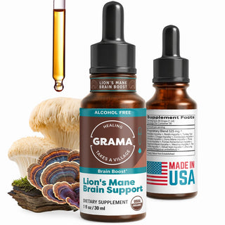 Wellness USDA Lion's Mane Liquid Drops by Grama – 18 Fl Oz (Pack of 1)