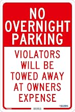 Global Industrial No Overnight Parking Violators Will Be Towed, 18x12, .040 Aluminum