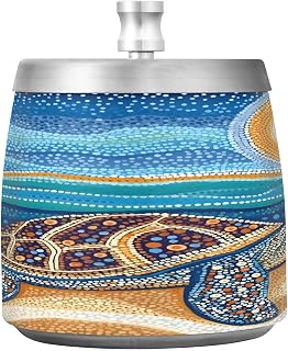 Turtle Sun Beach Splash Ashtray with Lid, Outdoor Ashtrays for Patio