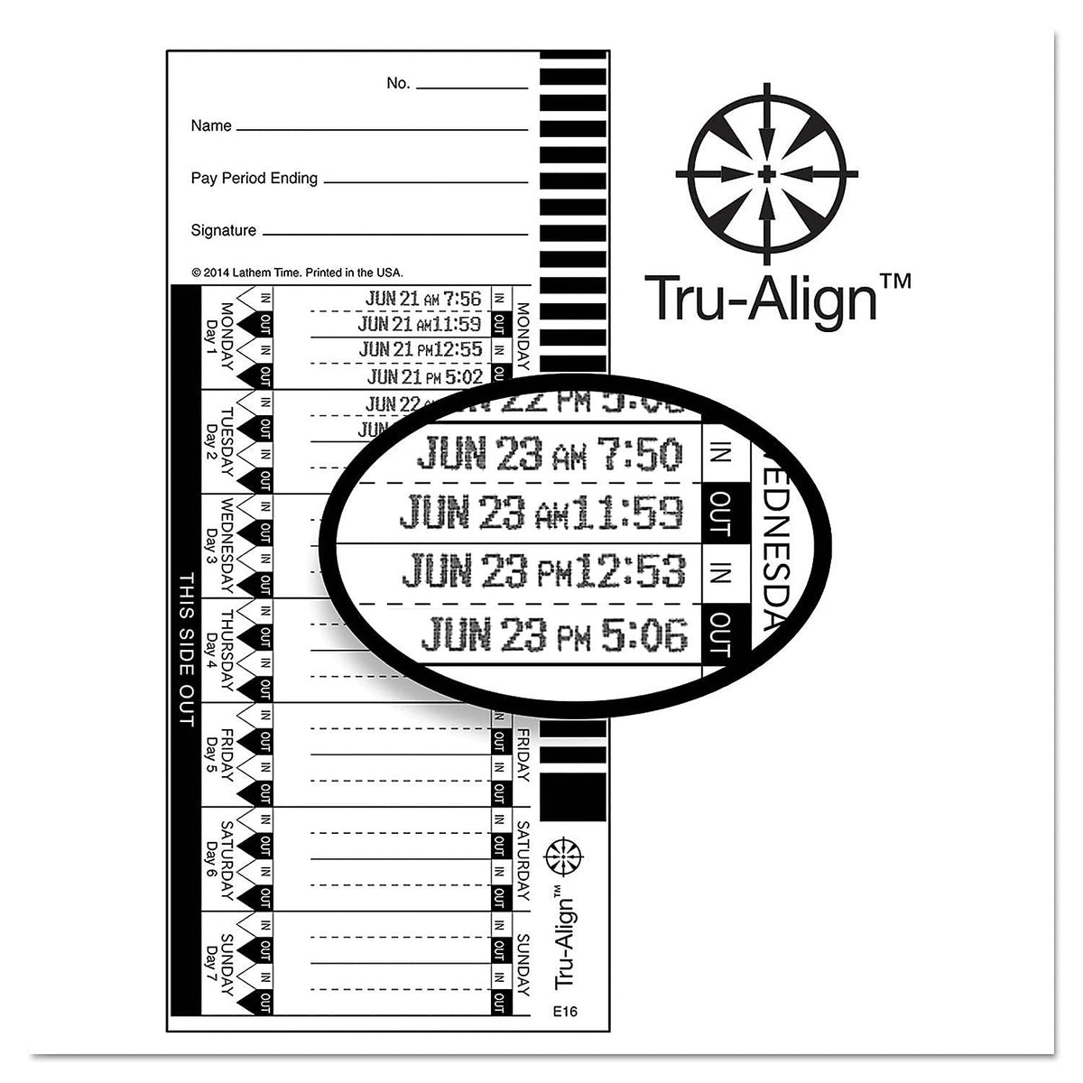 LTHE16100 - E16 Tru-Align Time Cards by Lathem – Model 1724406
