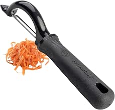 TableCraft 10980 Perfect Grip Straight Peeler, 7-1/2" x 1-1/4" x 1-1/2", Serrated Edge, Stainless Steel (Replaces E5601-SE)