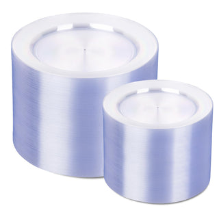 Flowercat Plastic Plates Set, 200 Count, Clear