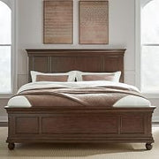 Liberty Furniture Rustic Traditions Queen Panel Bed Traditional Bedroom Bed Frame - Rustic Cherry Wood